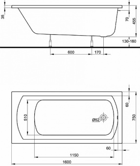 Акриловая ванна 160х75 KOLO Perfect XWP1060000  - Вид №2