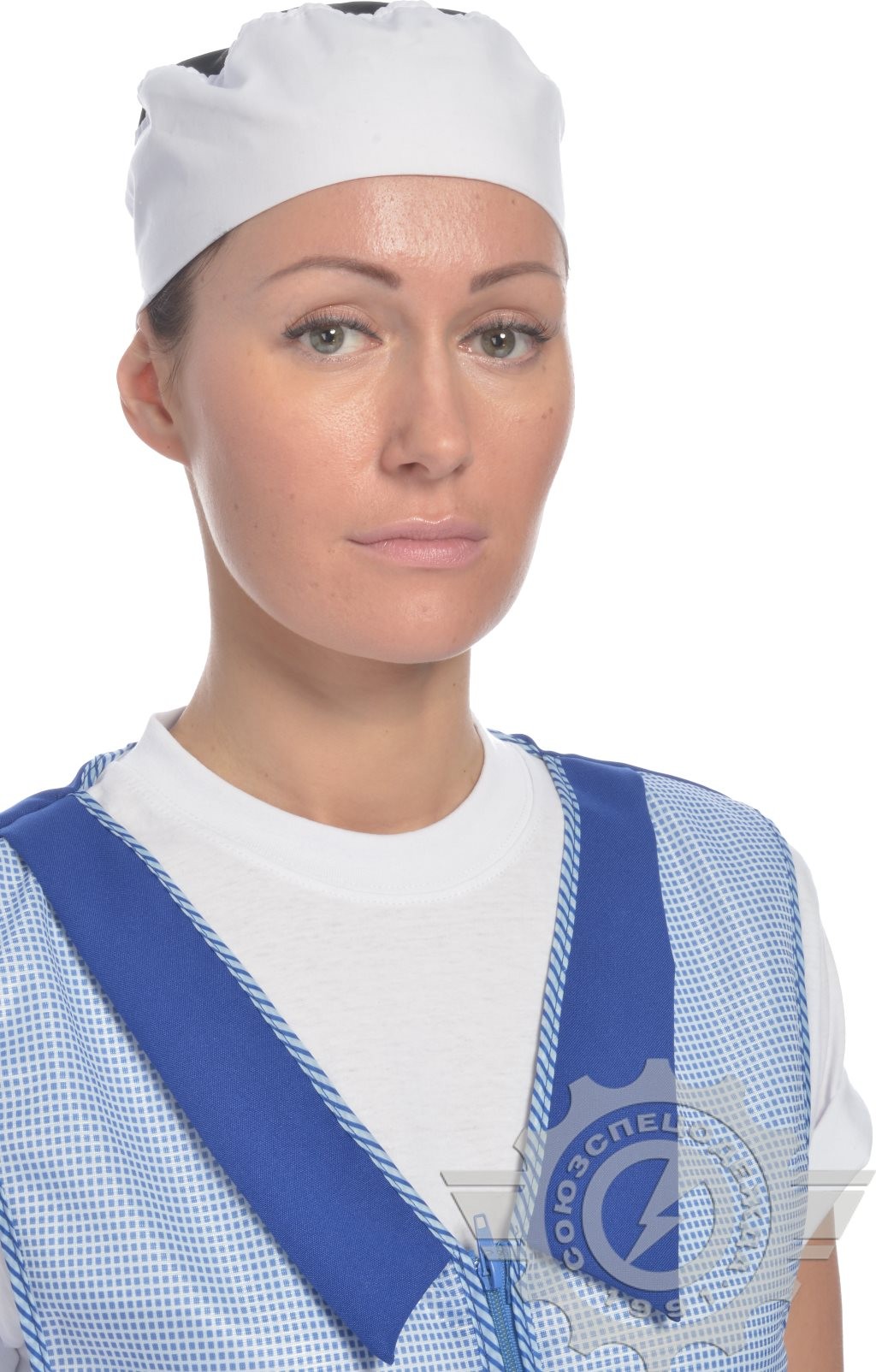 61165 Головной убор "Таблетка" ткань "Тиси" бело-черная  Повар  размер 59-60 Спецодежда  - Вид №2