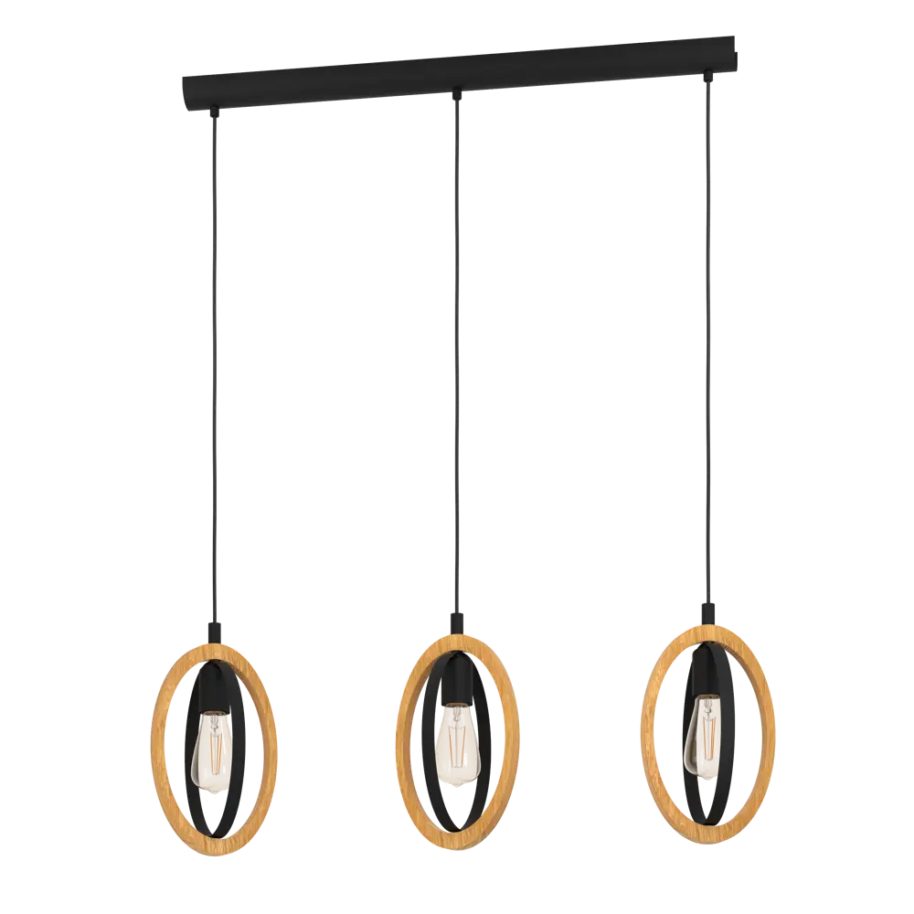Подвесной светильник деревянный Eglo Basildon E27 3x60 Вт, цвет коричневый 83762425 STLM-2106746  - Вид №1