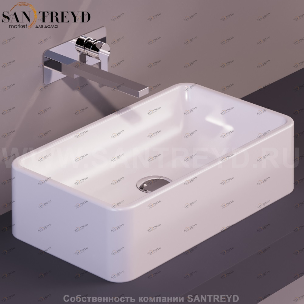 FL12BIANCO Накладная раковина на столешницу  прямоугольная Simas Flow