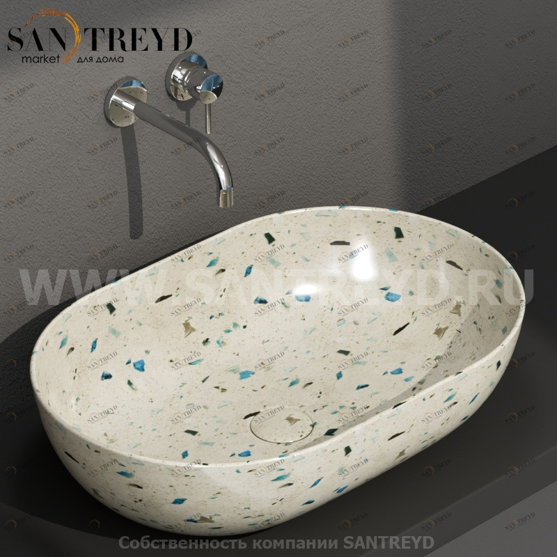 B6O60GB Накладная раковина на столешницу  овальная Ceramica Globo T-EDGE