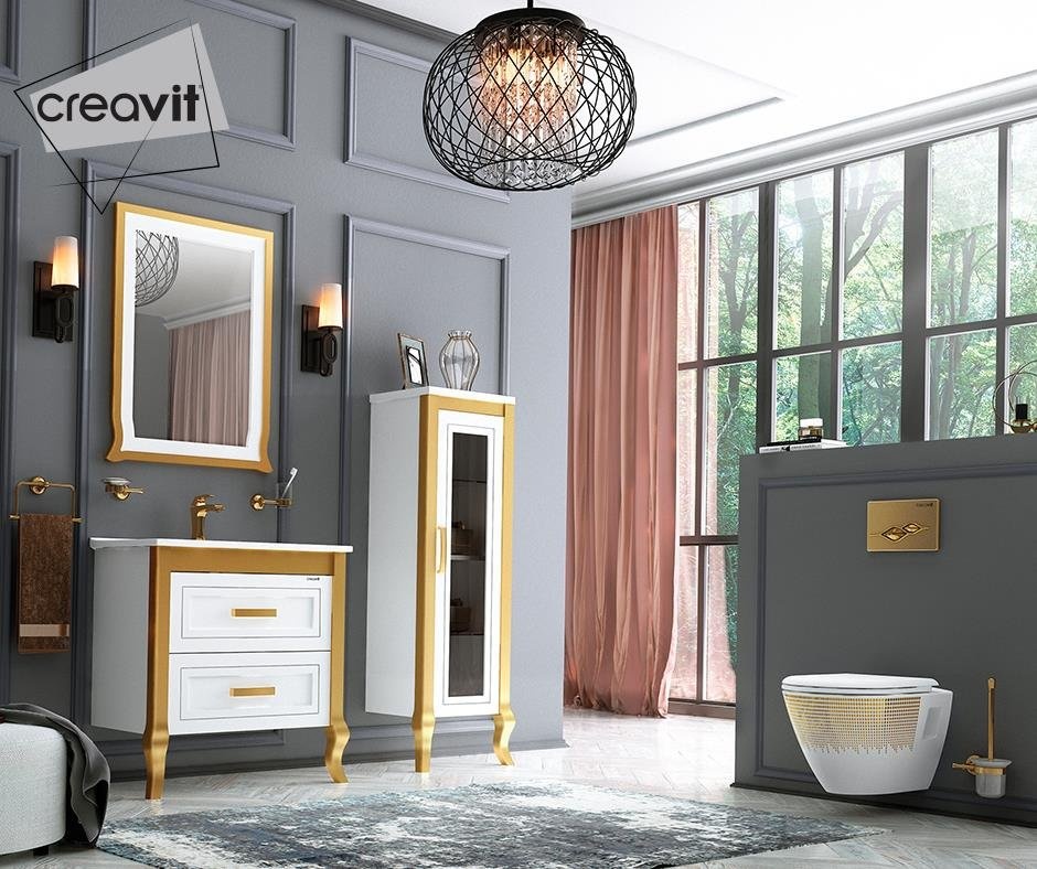 KN2160.01.BA Боковой шкаф (белый золото) Creavit  - Вид №1