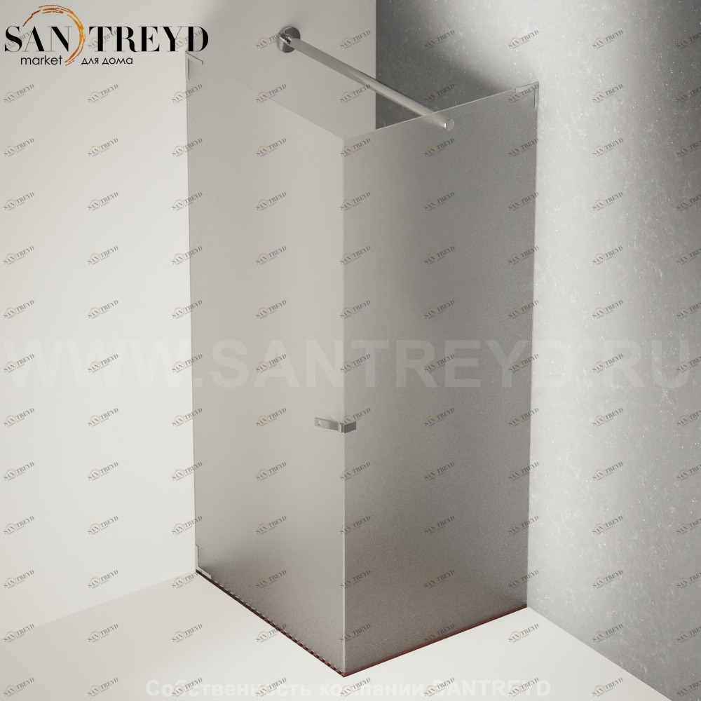 Душевое ограждение FLAT D подрезаемое, стеклянная с дверью матовая перегородка с держателем с поддоном из красного дуба. Размеры: глубина от 70 до 100 см, длина от 70 до 140 см Agape DC207010070140TMS