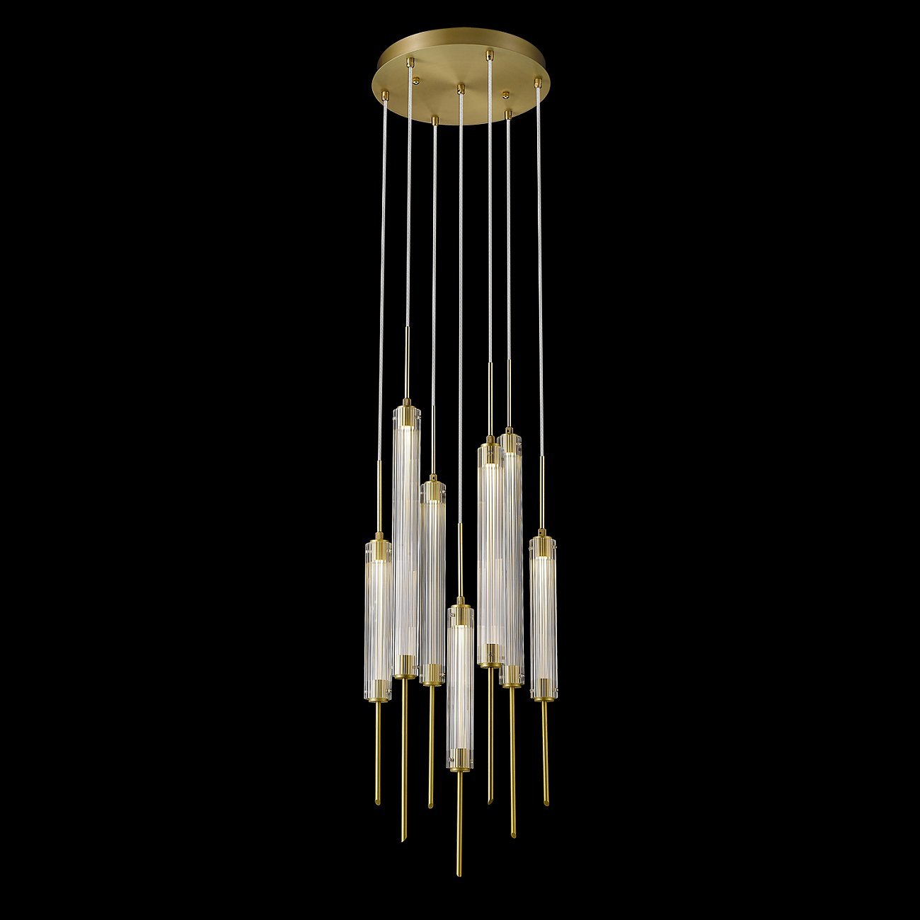 Светильник подвесной 160х37 см латунь Delight Collection P98041-7 brass DELIGHT COLLECTION ДИЗАЙНЕРСКИЕ 00-3882372 Золото;прозрачный  - Вид №1