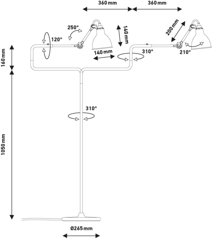 DCW éditions Торшер регулируемый с гибким кронштейном Lampe gras sun-id-1457849 - Вид №9