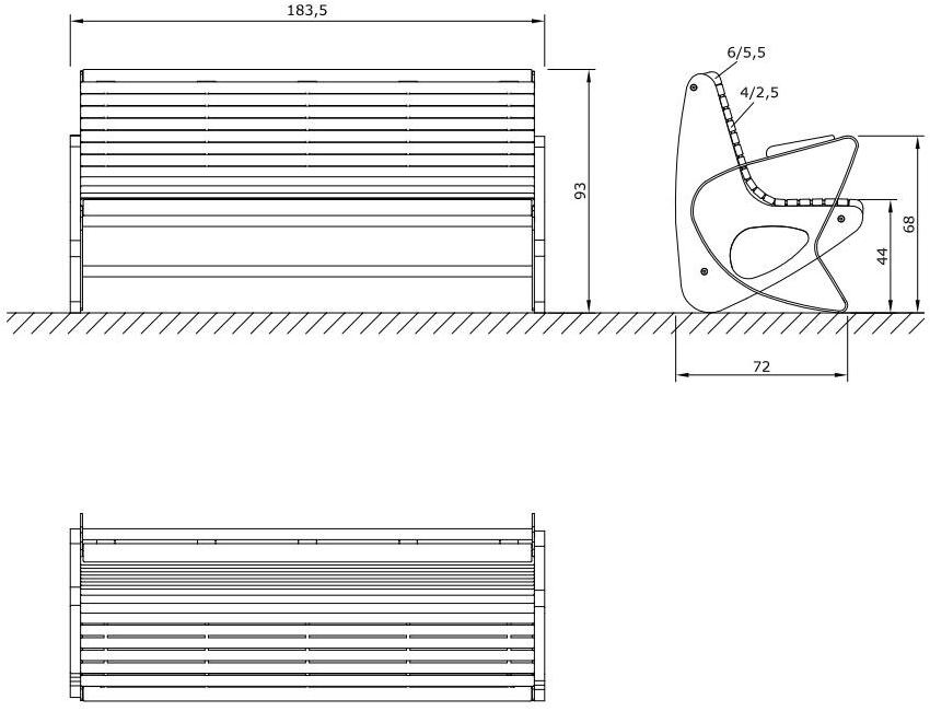 Euroform W Скамья из дерева с подлокотниками со спинкой  1016, 1017, 1018  - Вид №3