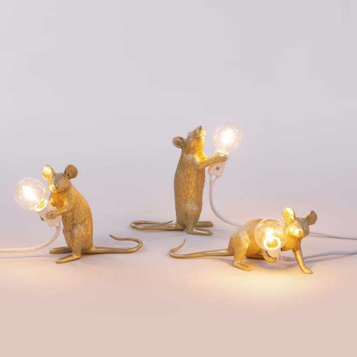 Настольная лампа 12,5х5 см золотая Mouse Lamp Gold Mac 15071 GLD SELETTI ЖИВОТНЫЕ, МЫШЬ 00-3882458 Золото  - Вид №9