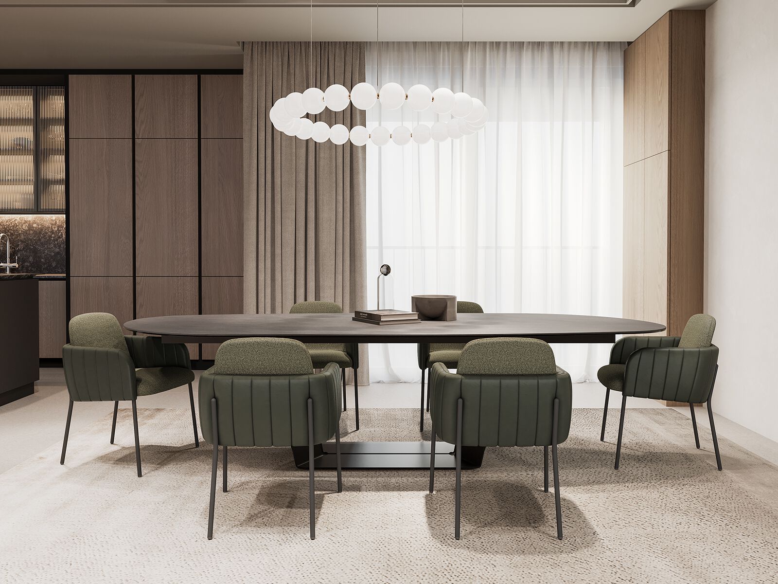 Выдвижной керамический овальный обеденный стол MOBLIBERICA Plec ARCH-00050483 - Вид №1