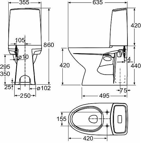 3636001201 Компакт унитаз с бачком Белый IDO Glow Швеция - Вид №1