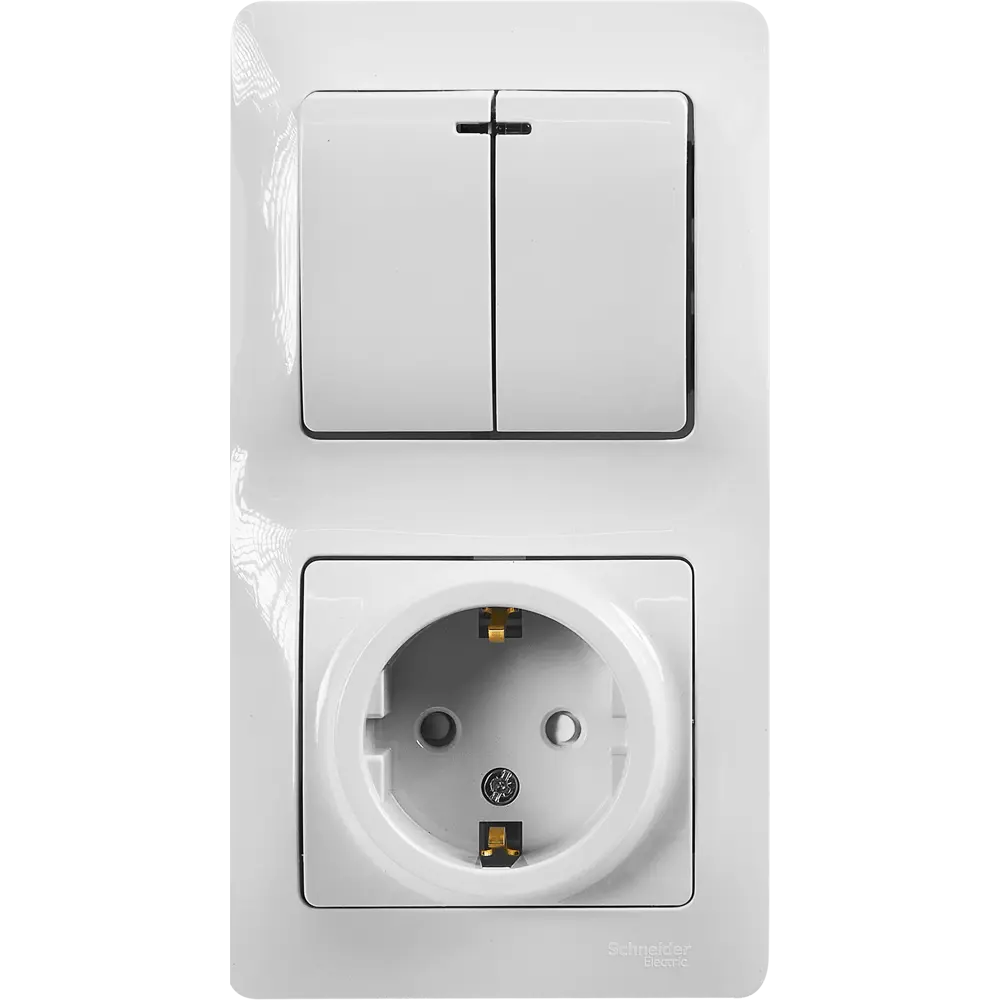 Schneider Electric Glossa — встраиваемый блок с розеткой и 2-клавишным выключателем 86710150 STLM-0070771