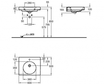 123262000 Подвесная раковина настенная прямоугольная Keramag  - Вид №1
