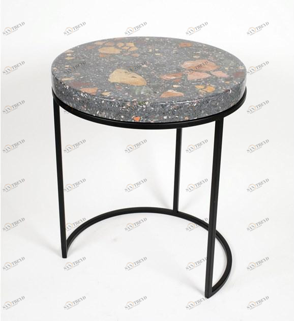 KAROISTANBUL Круглый журнальный столик ручной работы из венецианского терраццо Complementi d'arredo sun-id-1448086