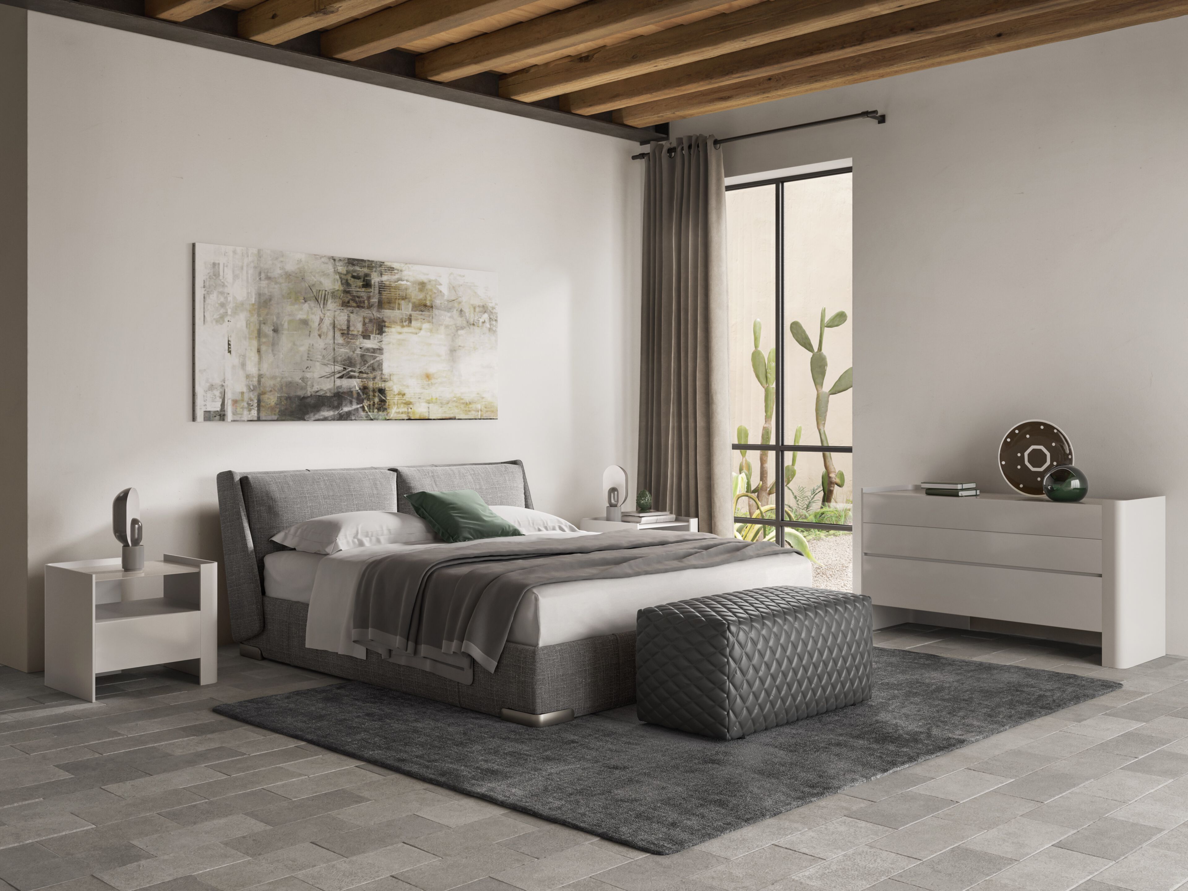 Кожаная двуспальная кровать для хранения Natuzzi Italia FENICE ARCH-00002633 - Вид №5