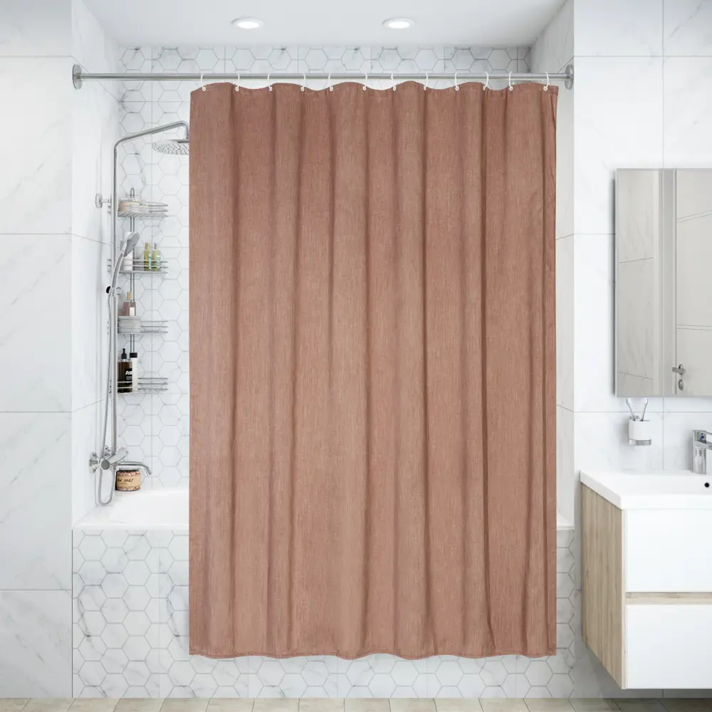 Штора для ванной Swensa Leda 180x200 см полиэстер цвет оранжевый BSC-90 STLM-2040168