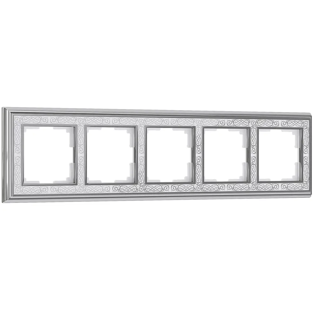 Рамка для розеток и выключателей Werkel Palacio Gracia 5 постов цвет белый хром STLM-2200583