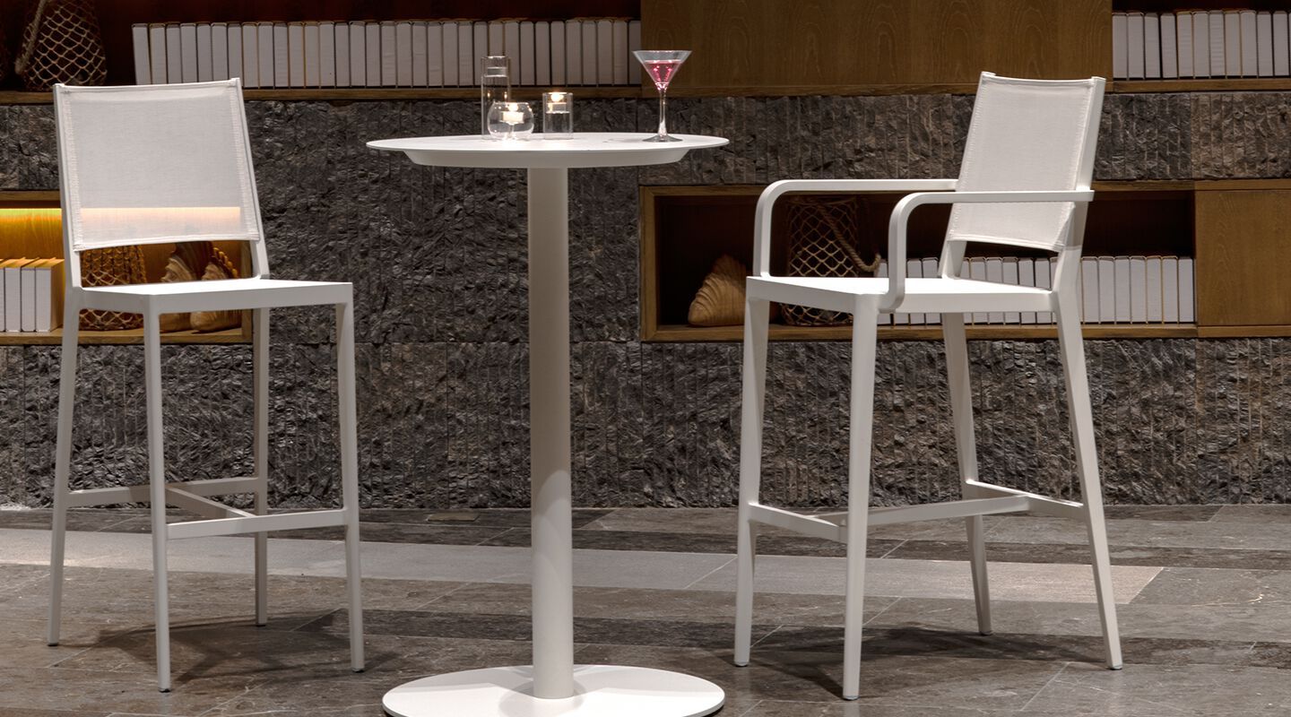Высокий стул из Batyline® и стали с подлокотниками VINEKO Элиза ARCH-00121506 - Вид №1