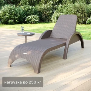 Шезлонг без подушки Rattan 187x44 см пластик серый