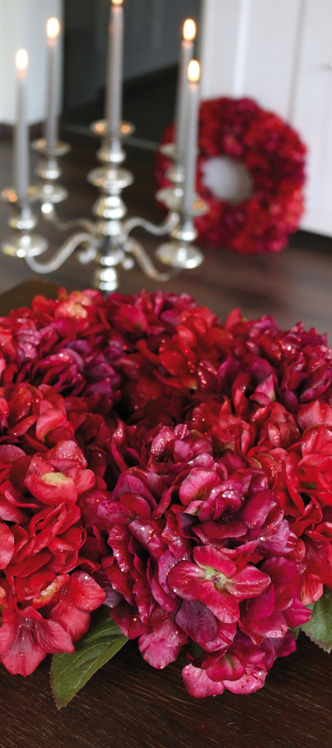 2009 432 a3 Искусственный венок из гортензии с глиттером, Ø 40 см, бордово-золотой H-andreas 