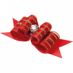 ПР0047650 Бантик Ностальжи (пара) красный, тройной объёмный 5х1,6см V.I.PET