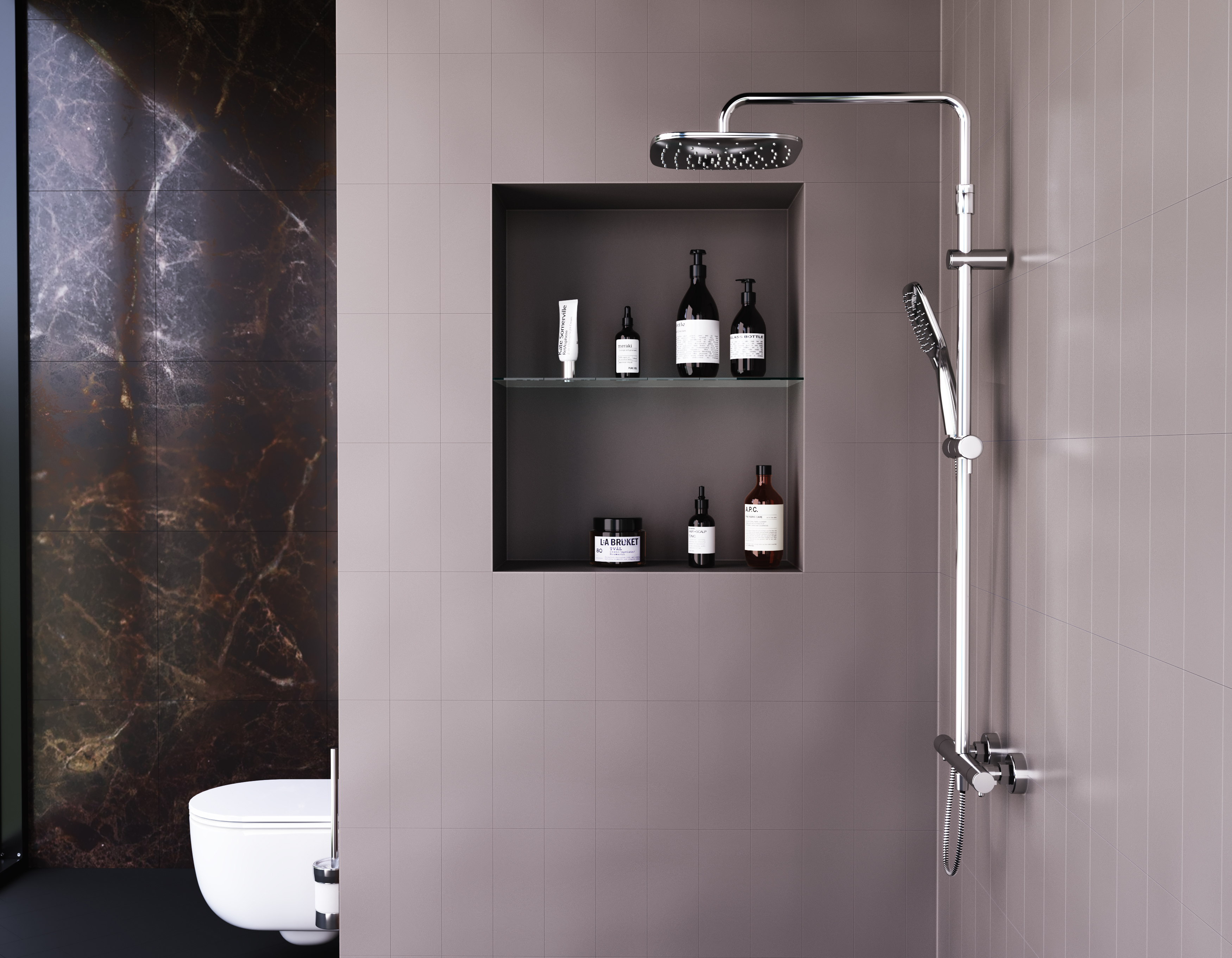 DX218092000 душевая система с ТМС для душа: верхний душ 230*230мм ручной душ 120мм 3 режим Damixa Option - Вид №1