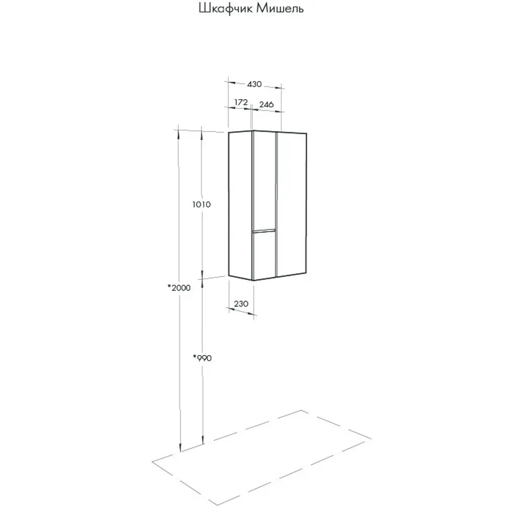 Шкаф подвесной Aquaton Мишель 86.4 см цвет зелено-голубой STLM-2141784 - Вид №4