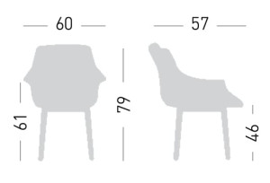 Стул из инженерного пластика с подлокотниками и деревянной рамой