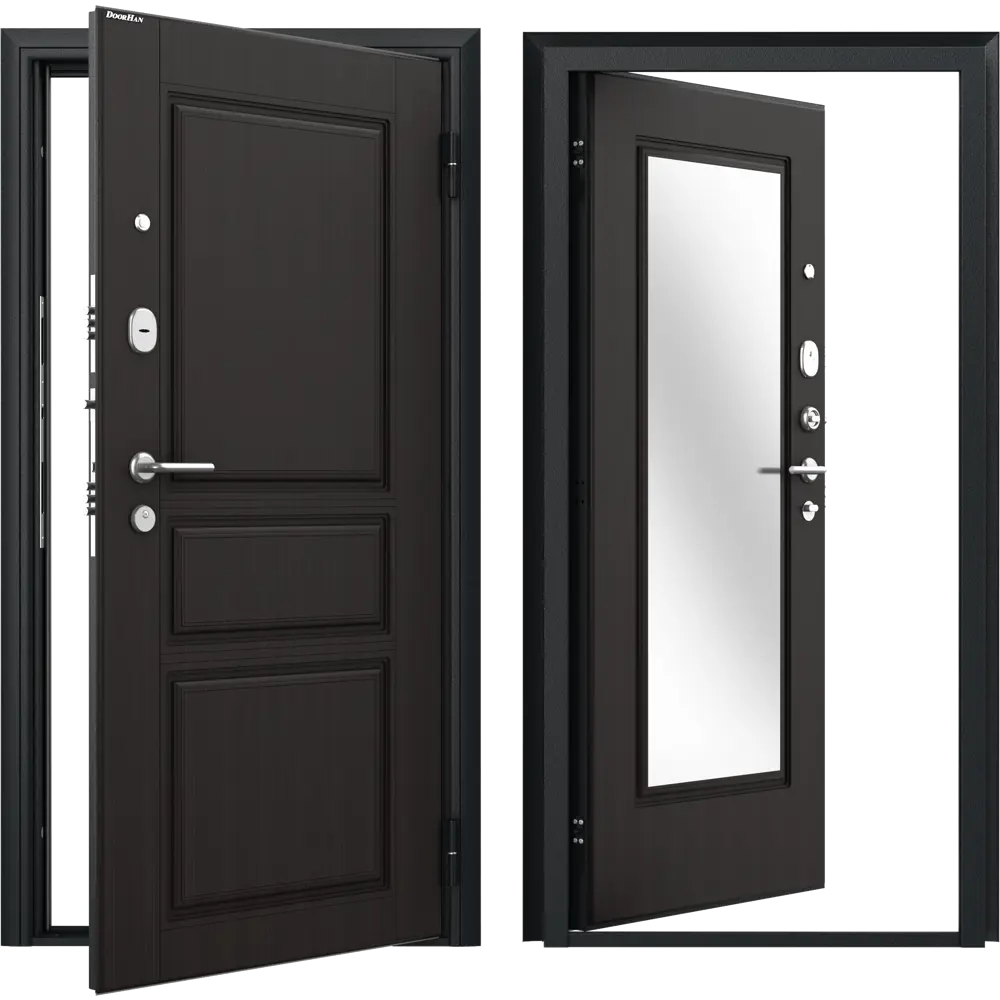 Дверь входная металлическая Премиум New 98x205 см правая венге с зеркалом DOORHAN STLM-2113550 - Вид №1