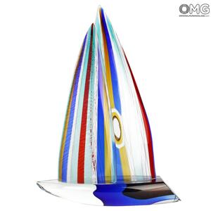 4599 ORIGINALMURANOGLASS Скульптура Разноцветный Парусник - муранское стекло 32 см