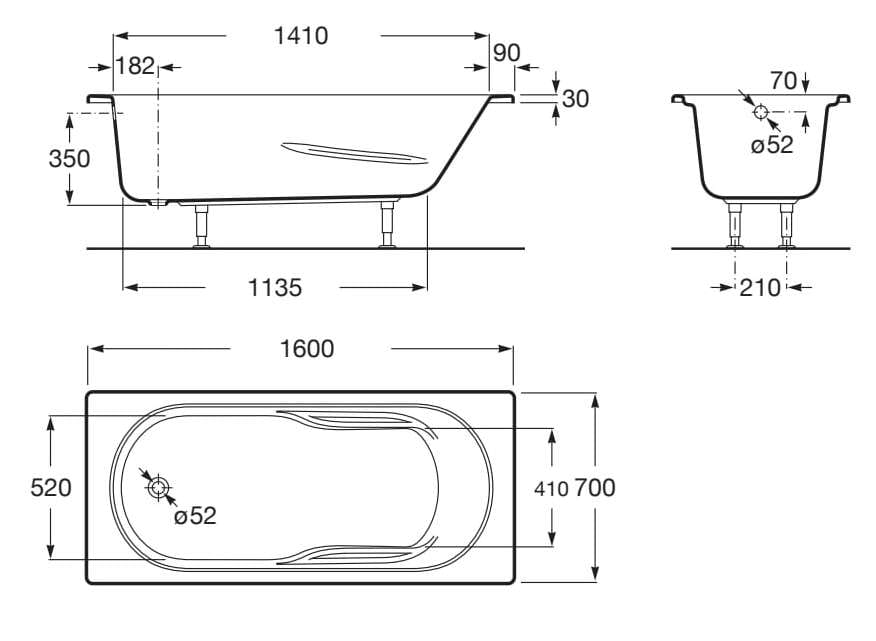 Утопленная акриловая прямоугольная ванна Roca Genova-N ARCH-00090360 - Вид №3