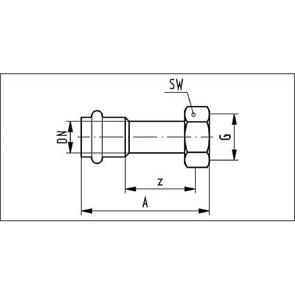 619359M1512 SANHA 19359M пресс.-фит. без силикона резьб.соед.,пл.упл.,нерж. 15x1/2 мм  - Вид №1