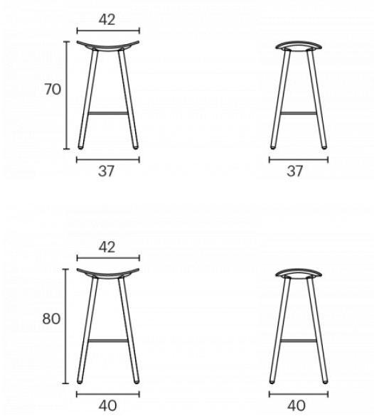 ENEA Высокий табурет с подставкой для ног из дуба и полипропилена Coma wood sun-id-1438429 - Вид №10