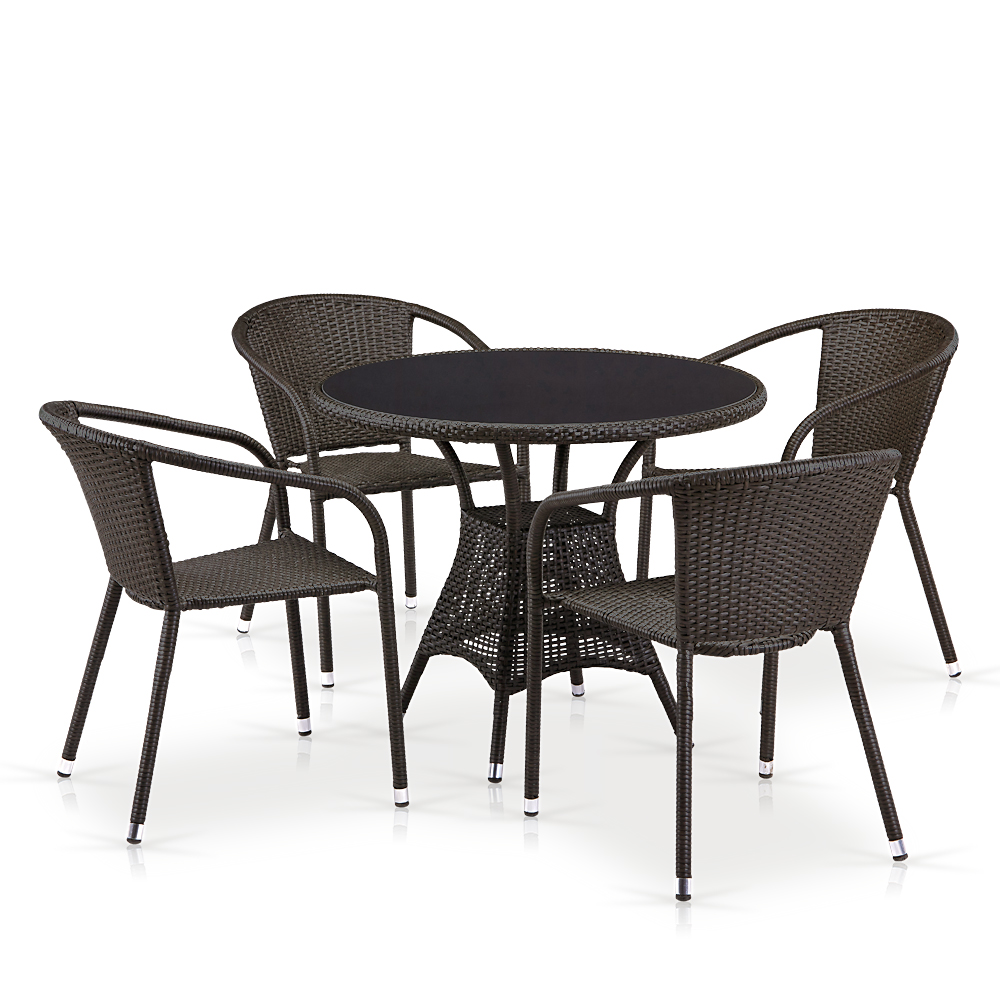 T197ANS-W53/Y137C-W53 Brown 4Pcs Комплект плетеной мебели Afina 