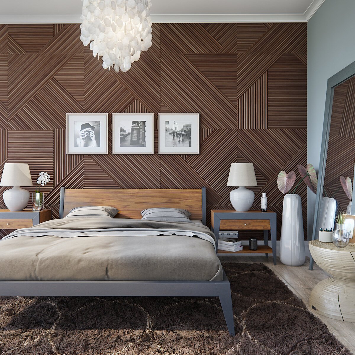 Кровать деревянная 200х200 серо-коричневая Fly BRAGIN DESIGN ДИЗАЙНЕРСКИЕ 256399 Серый  - Вид №1