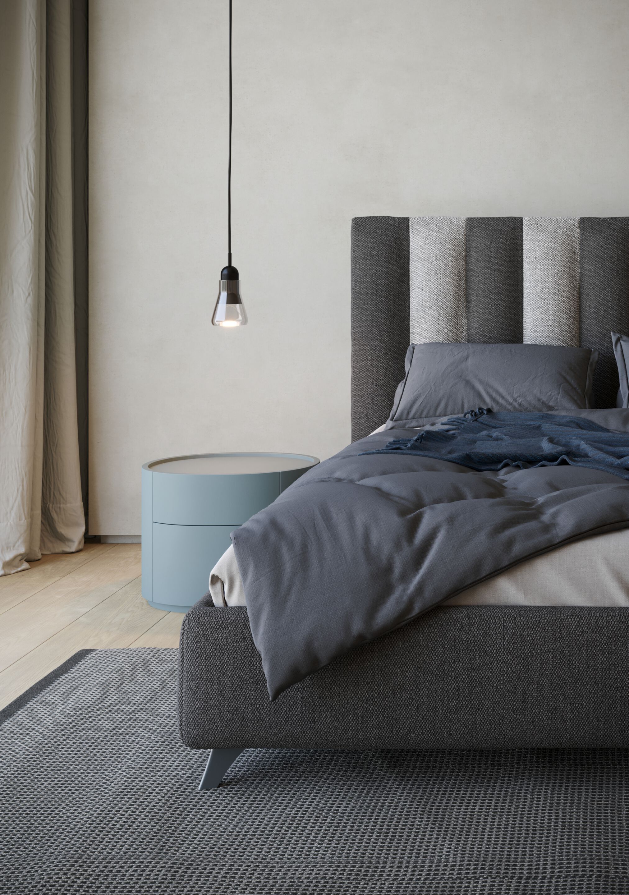 Двуспальная кровать для хранения ткани с мягким изголовьем Giessegi RIVER ARCH-00009696