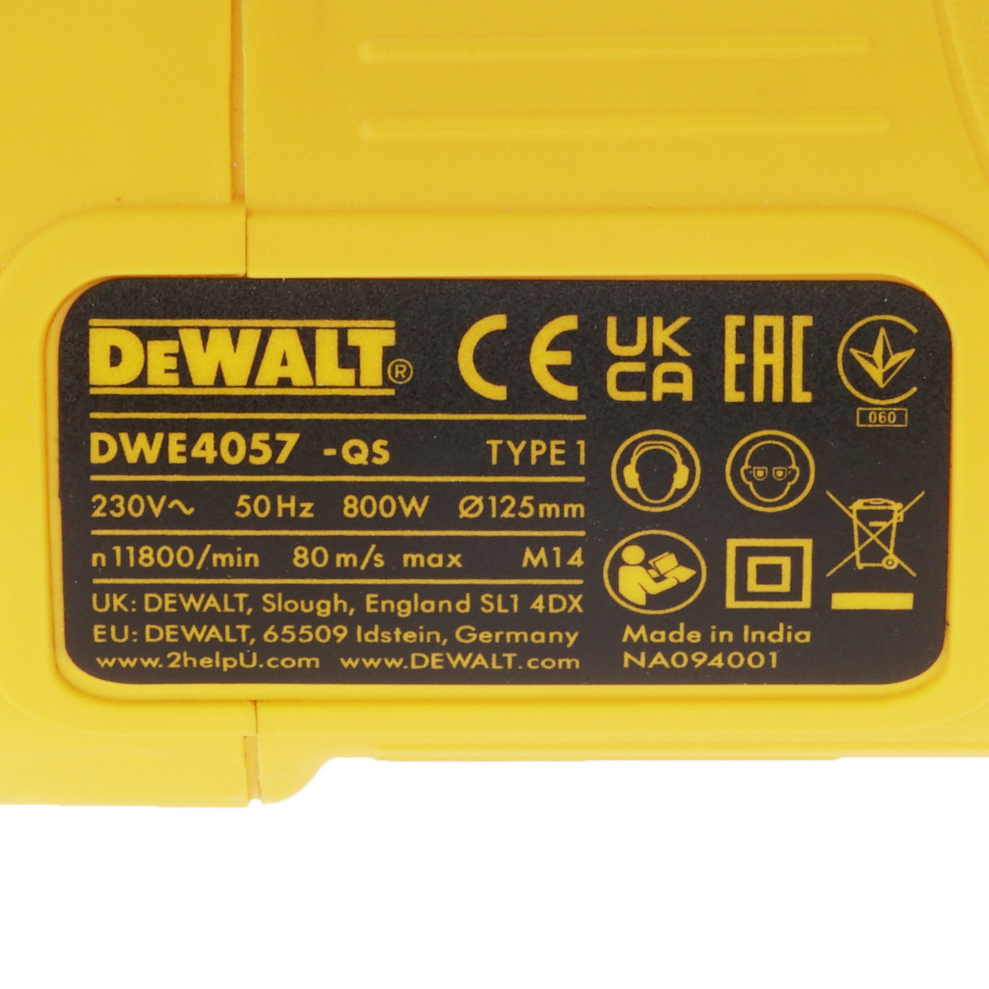 Углошлифовальная машина (УШМ) DeWalt DWE4057 9014032 STDN-0031458 - Вид №4