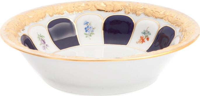 95357 Meissen Салатник индивидуальный 15см "Форма - Икс" (россыпь цветов, кобальт) Фарфор 