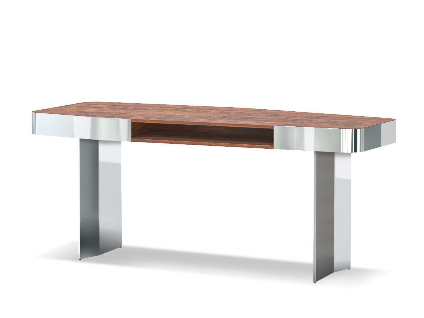 Письменный стол из нержавеющей стали и дерева Minotti схема ARCH-00148249