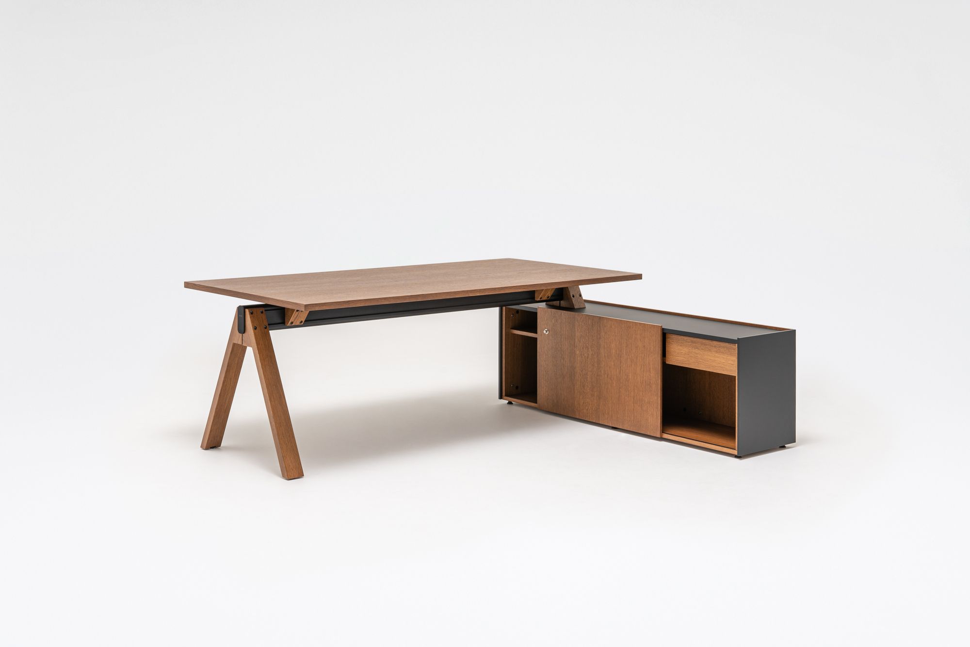 Деревянный угловой секционный стол со встроенной полкой MDD Viga ARCH-00080022 - Вид №13