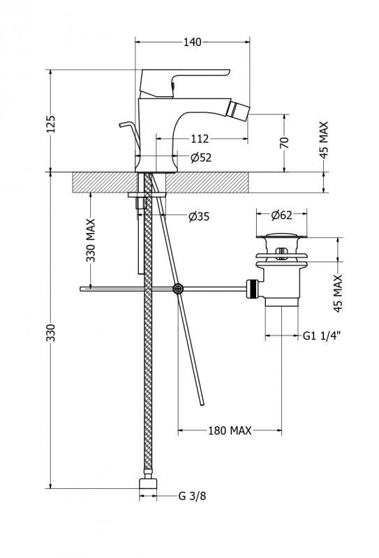 Смеситель на биде однорычажный Cezares ROMANA-BSM1-01-W0 - Вид №1