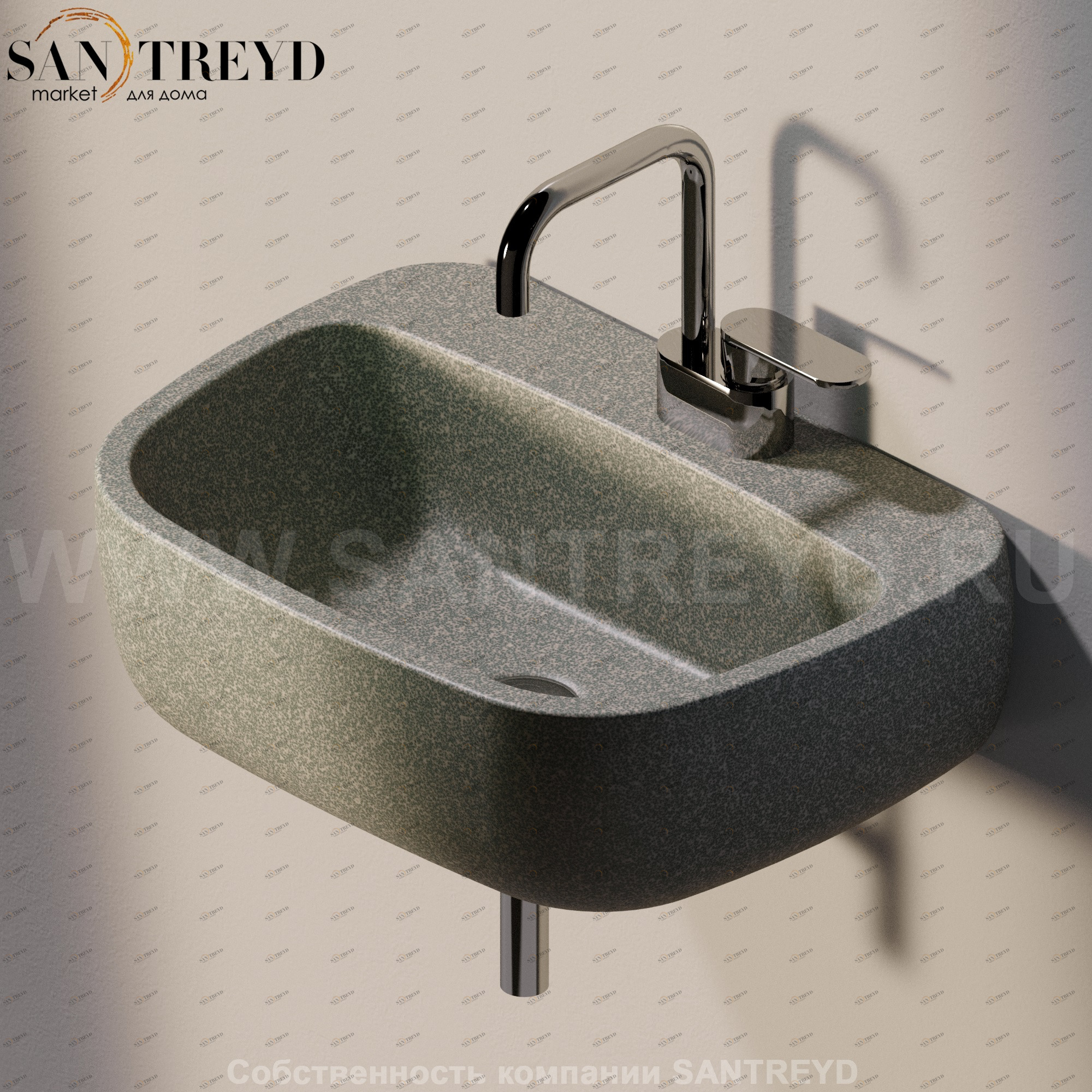 MN54L7037 Подвесная раковина настенная прямоугольная Ceramica Flaminia Mono серая