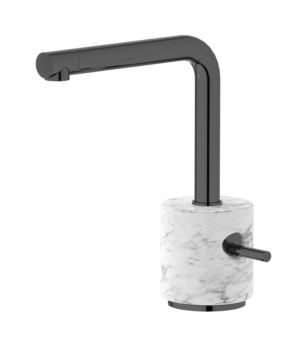 Смеситель для раковины на 1 отверстие в комплекте с донным клапаном WE ARE IB mm200cf_1 Black Chrome Marmo