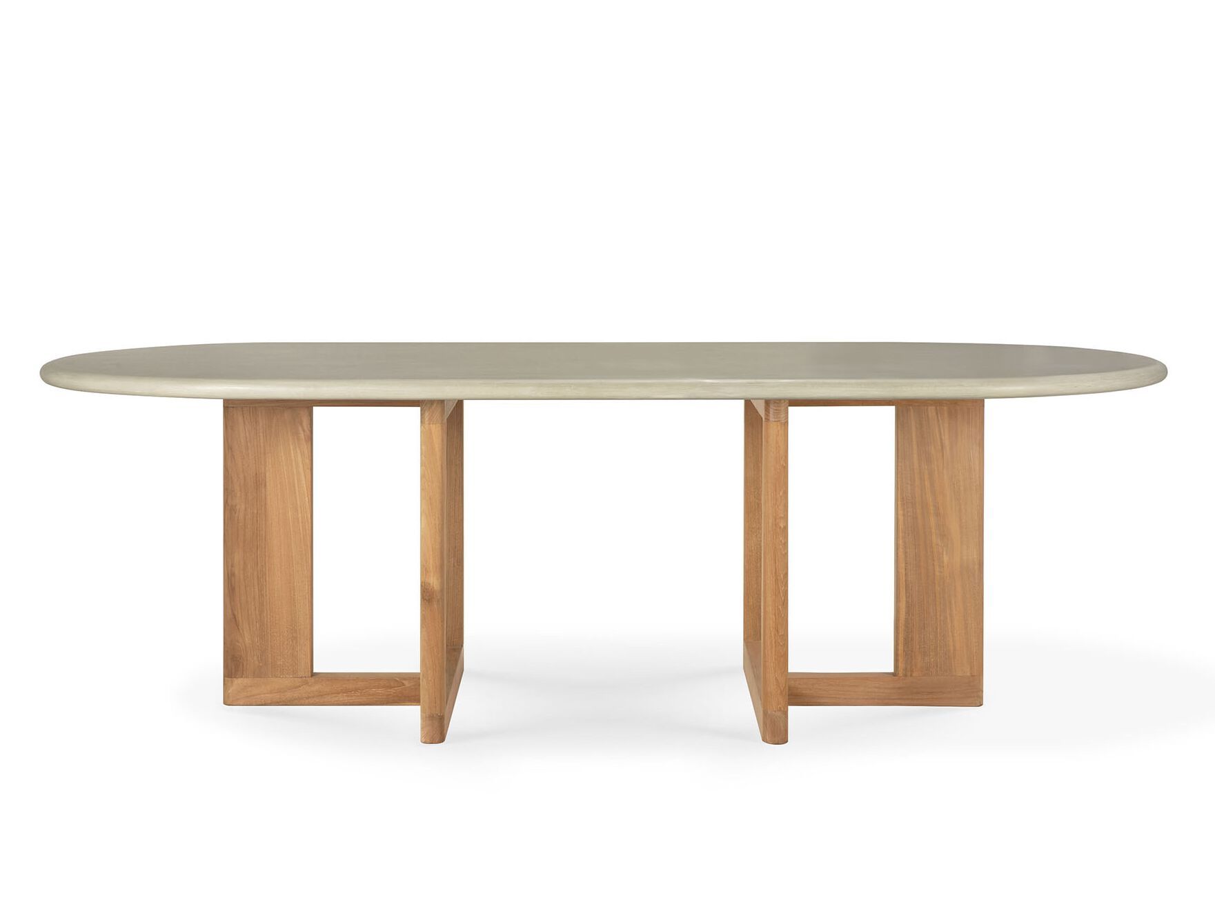 Садовый стол из бетона и тика Ethnicraft TRESTLE ARCH-00009994