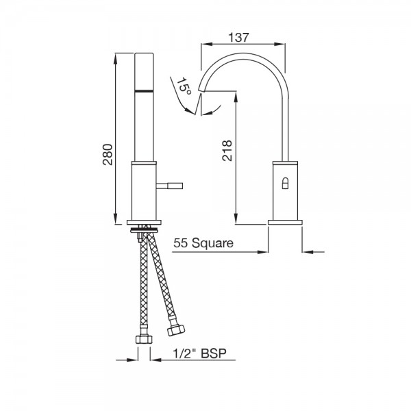 LEO-CHR-55011B Смеситель для раковины Artize Leone Хром - Вид №1