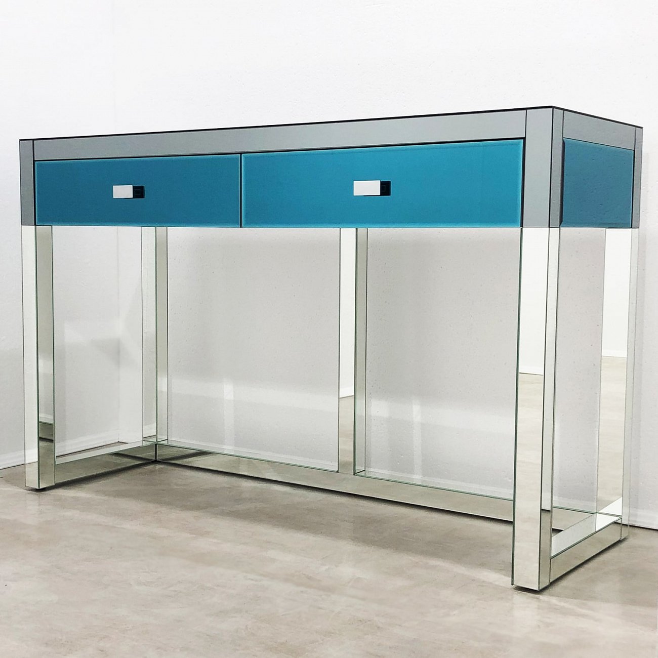 Консоль зеркальная с ящиками синяя 91х49 см "Сэмпл" GRAUM  304041 Зеркальный;синий  - Вид №7