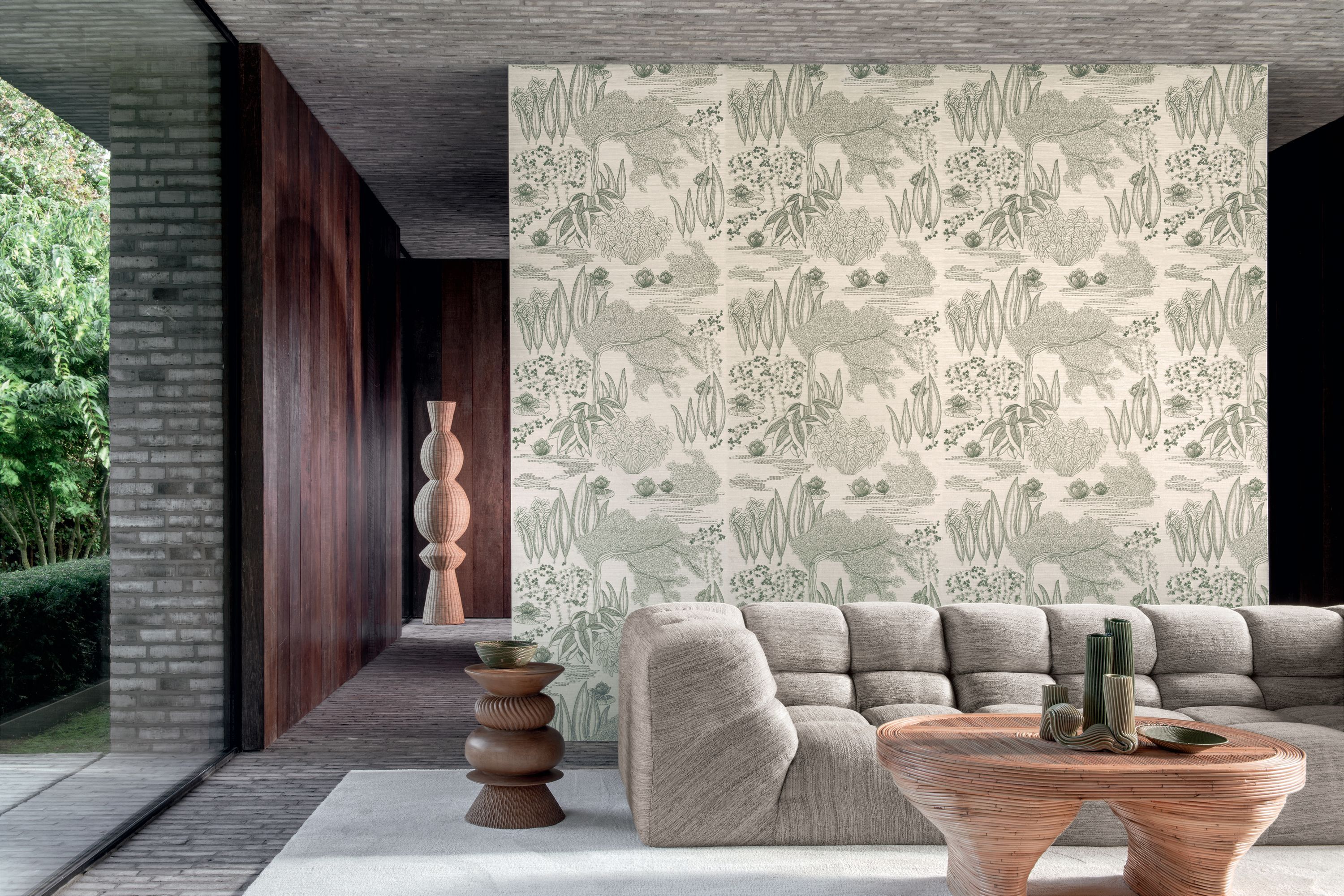 Сизаль вышитая настенная ткань Casamance Hikari ARCH-00096714 - Вид №5