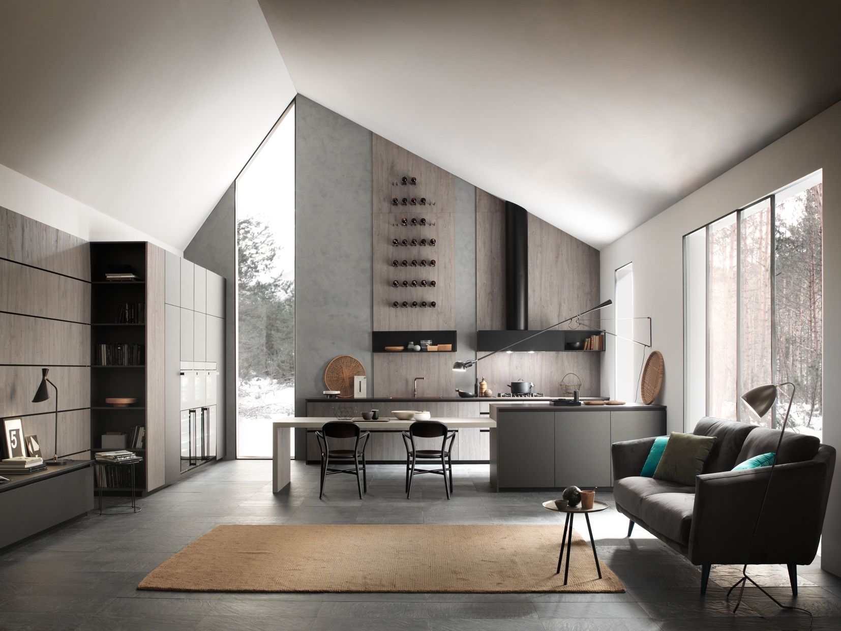 Кухня без ручек с полуостровом Floritelli Cucine ARCH-00124825