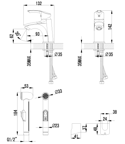LM1116C Смеситель Plus Strike для раковины с гигиеническим душем LEMARK STRIKE - Вид №1