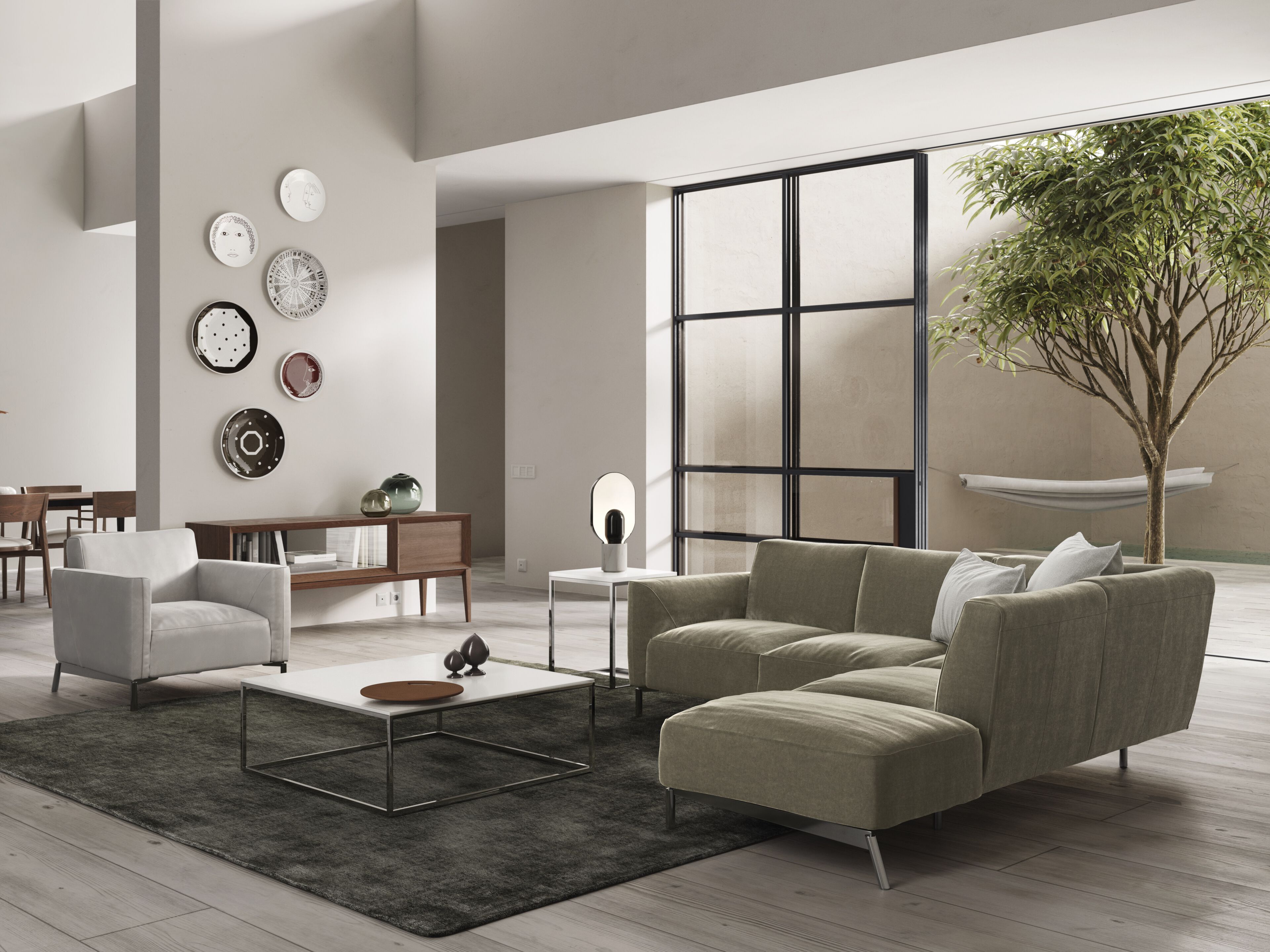 Тканевое кресло с подлокотниками Natuzzi Italia стрейч ARCH-00014000