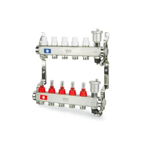 Коллекторная группа для теплого пола RTP 1"х3/4" евроконус 5 выходов нержавеющая сталь