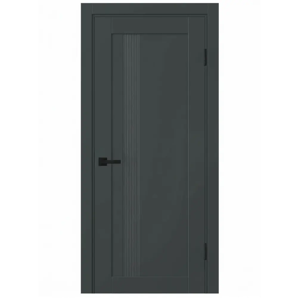 Дверь межкомнатная глухая Калга 70x200 см ПВХ цвет графит с замком и петлями KREAFORTA STLM-2182504